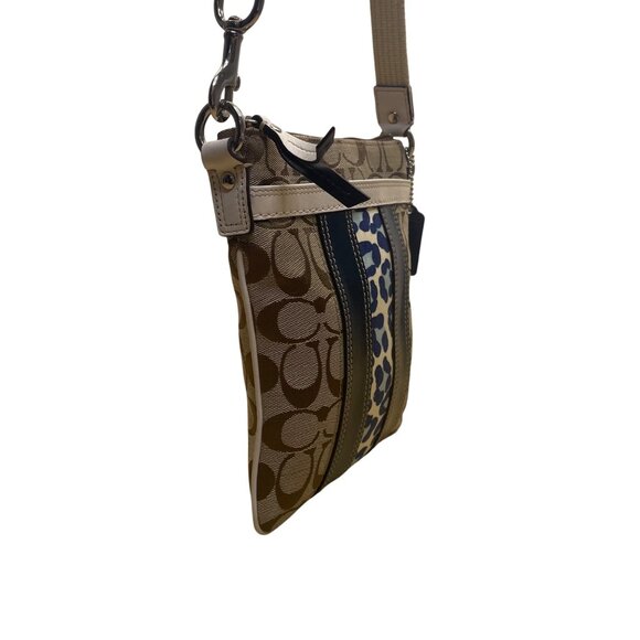 Coach Women’s Brown Signature Adjustable Strap Leopard Stripe Crossbody Bag - Picture 5 of 9